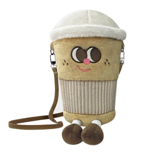 Chic Plush Tea Cup Crossbody Bag, Multi-Color
