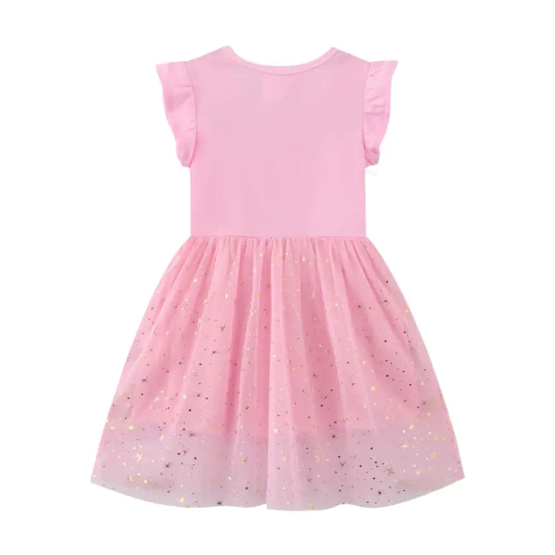 Summer Girls' Cotton Short Sleeve Printed Dresses