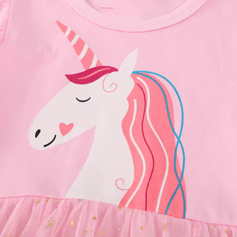 Summer Girls' Cotton Short Sleeve Printed Dresses