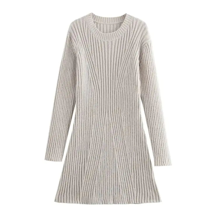Chic Ribbed A-Line Knit Dress