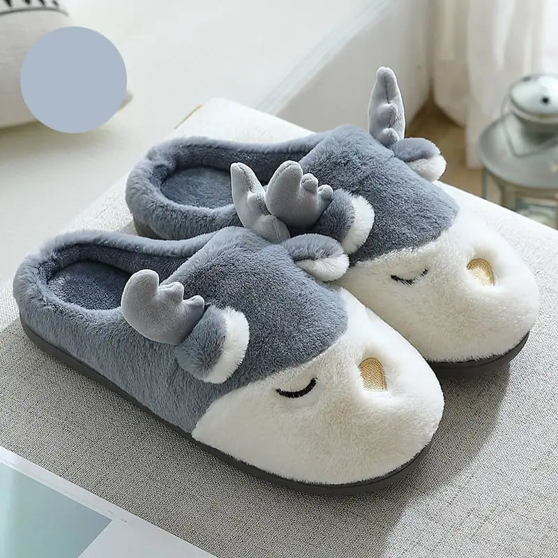 Cozy Elk Cartoon Winter Slippers