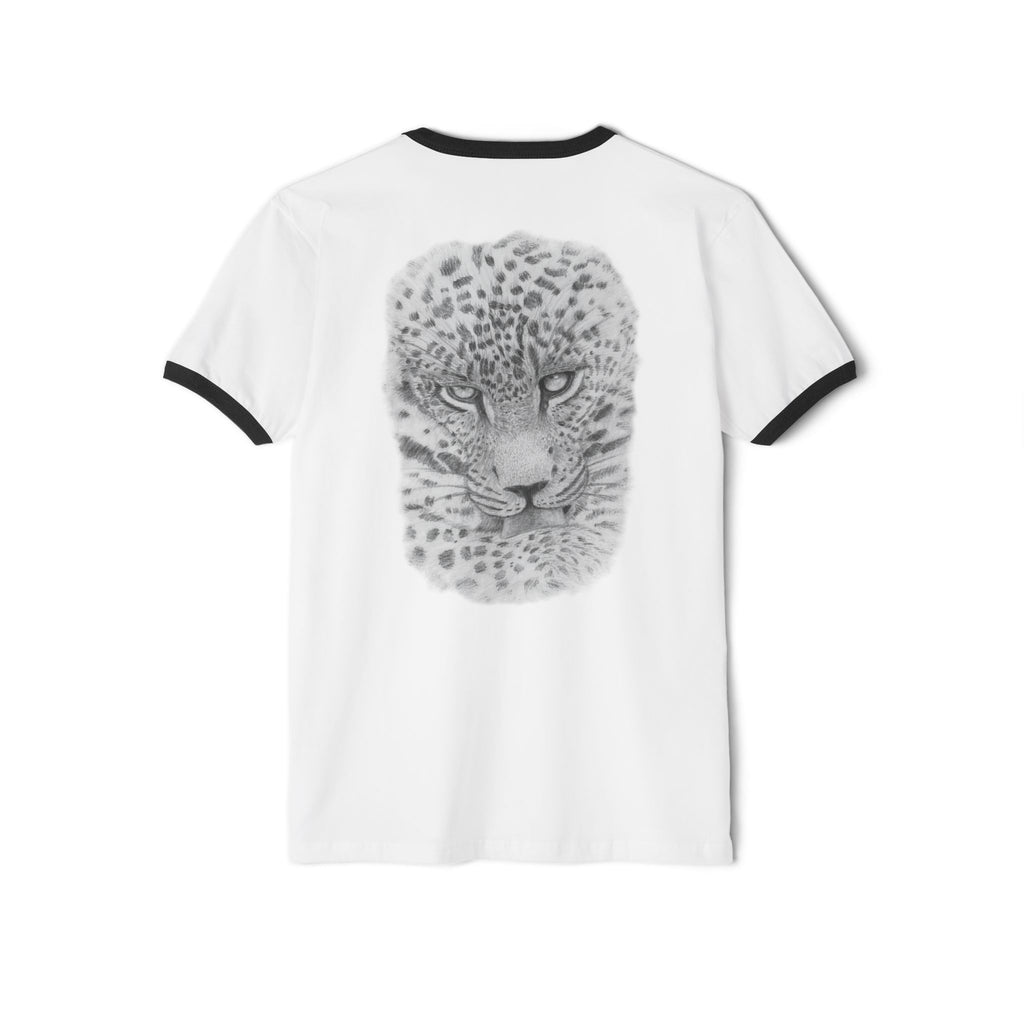 Leopard Portrait Ringer Tee — Detailed Wildlife Graphic T-Shirt