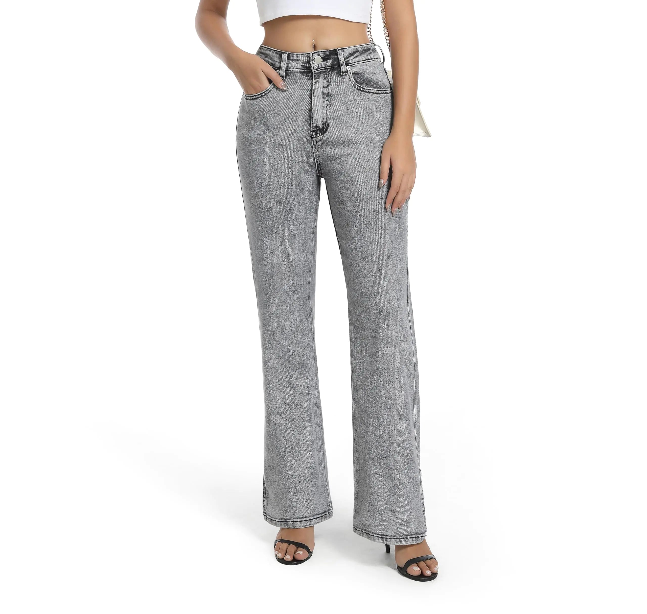 High Waisted Stretchy Straight Leg Jeans