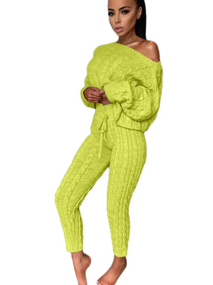 Knitted Two-Piece Warm Tracksuit for Women