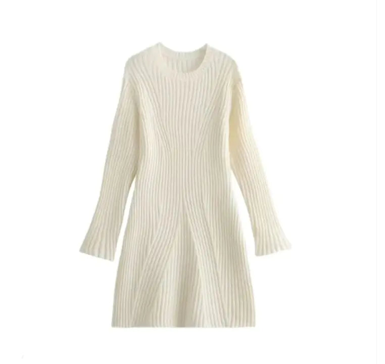 Chic Ribbed A-Line Knit Dress