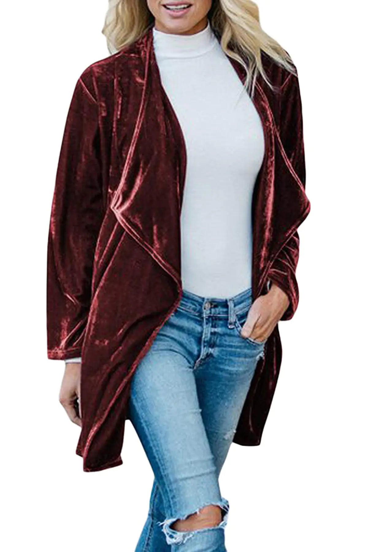 Elegant Casual Velvet Long Trench Coat for Women