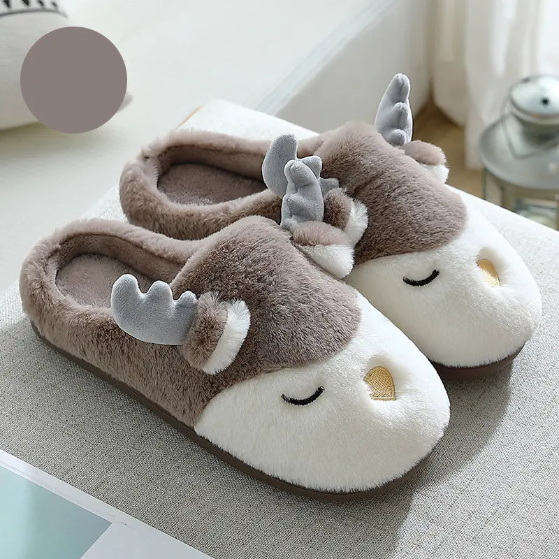 Cozy Elk Cartoon Winter Slippers
