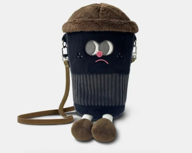 Chic Plush Tea Cup Crossbody Bag, Multi-Color