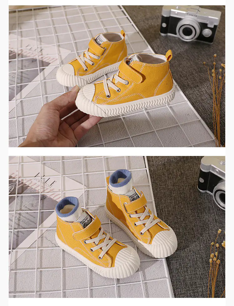 Kids' Trendy High-Top Canvas Sneakers