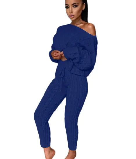 Knitted Two-Piece Warm Tracksuit for Women