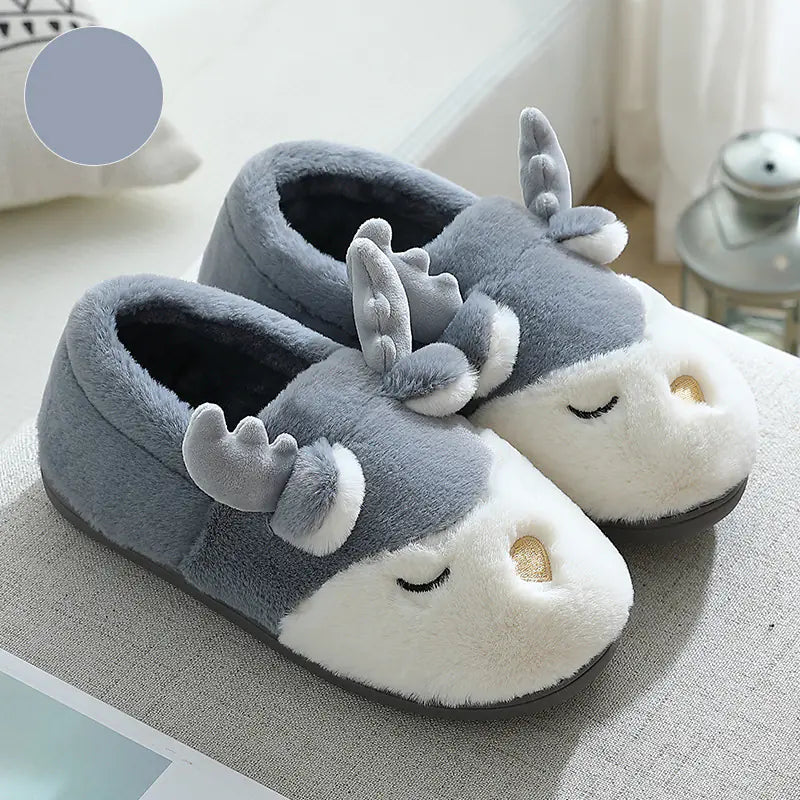 Cozy Elk Cartoon Winter Slippers