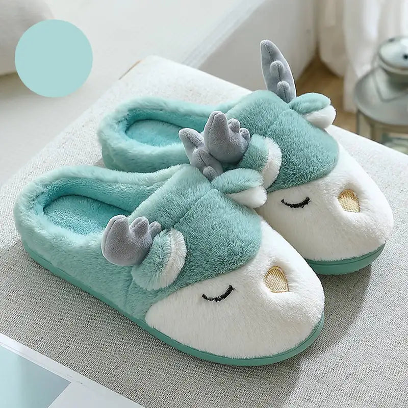 Cozy Elk Cartoon Winter Slippers