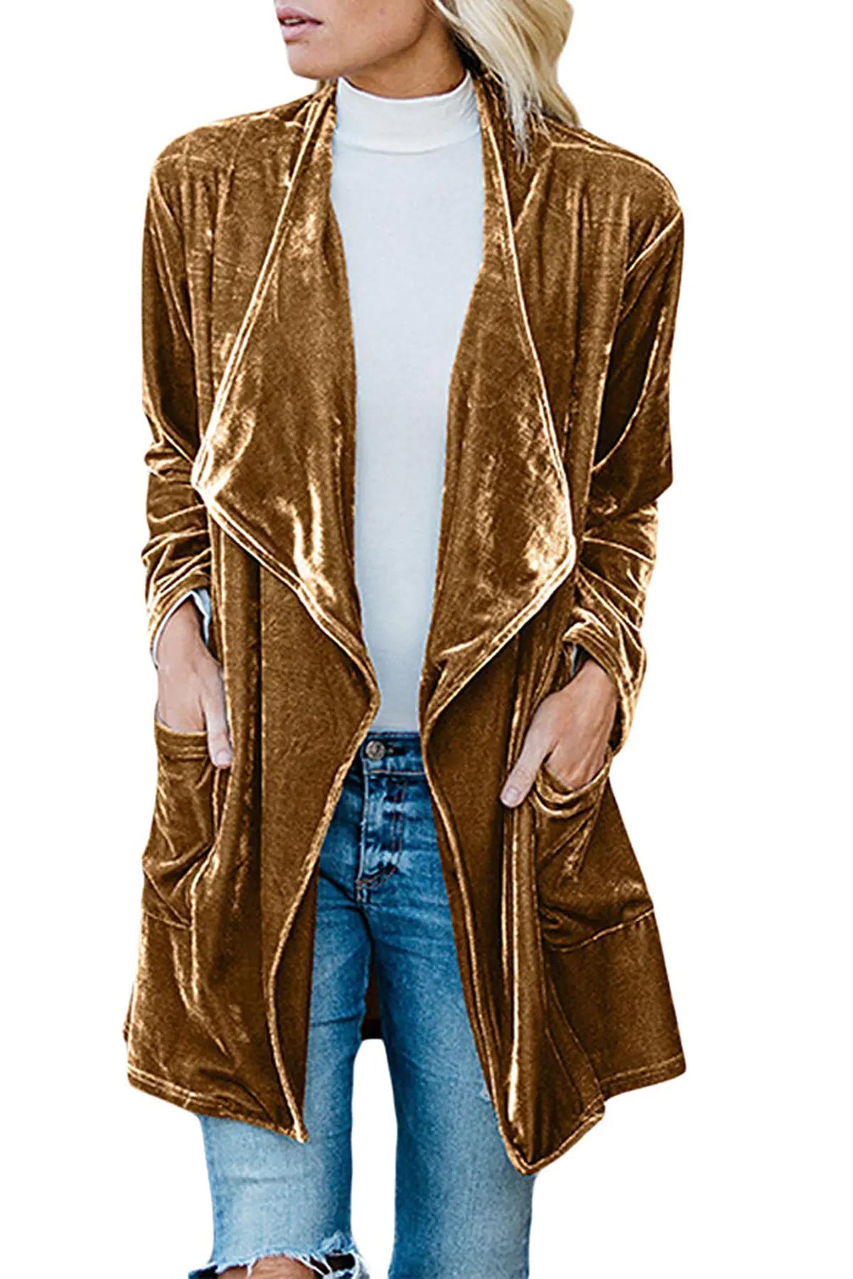 Elegant Casual Velvet Long Trench Coat for Women