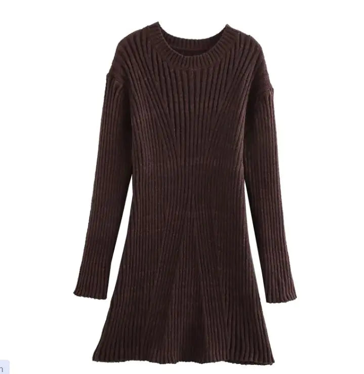 Chic Ribbed A-Line Knit Dress