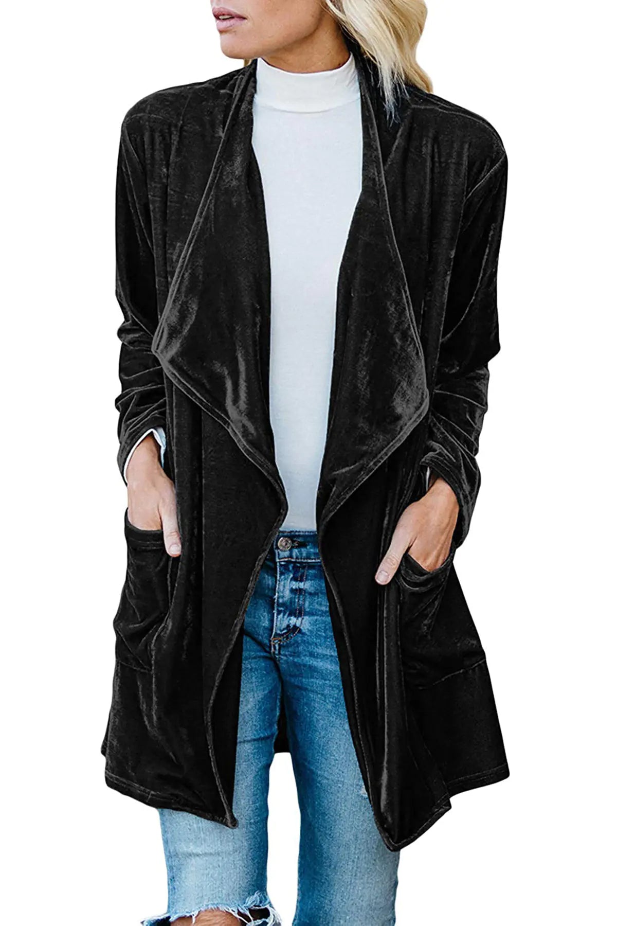 Elegant Casual Velvet Long Trench Coat for Women