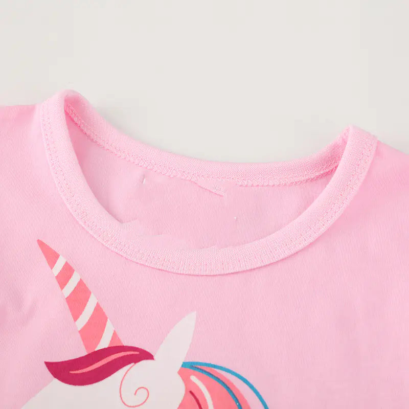 Summer Girls' Cotton Short Sleeve Printed Dresses