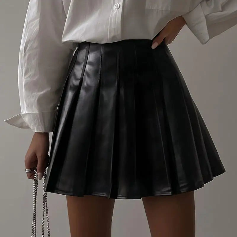 Chic Autumn-Winter Pleated Mini Skirt
