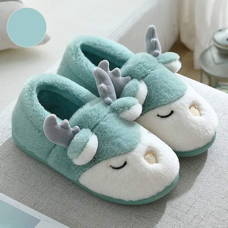 Cozy Elk Cartoon Winter Slippers