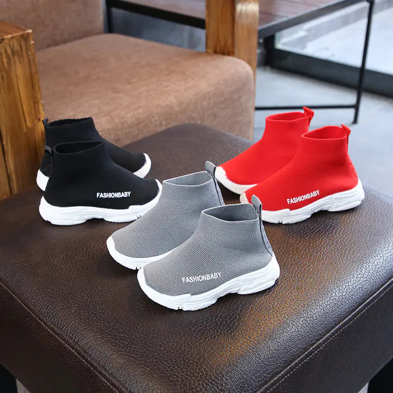Korean Colorful Kids' Flexi-Sock Sneakers