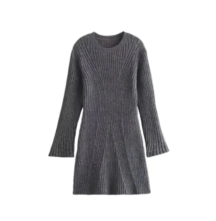Chic Ribbed A-Line Knit Dress