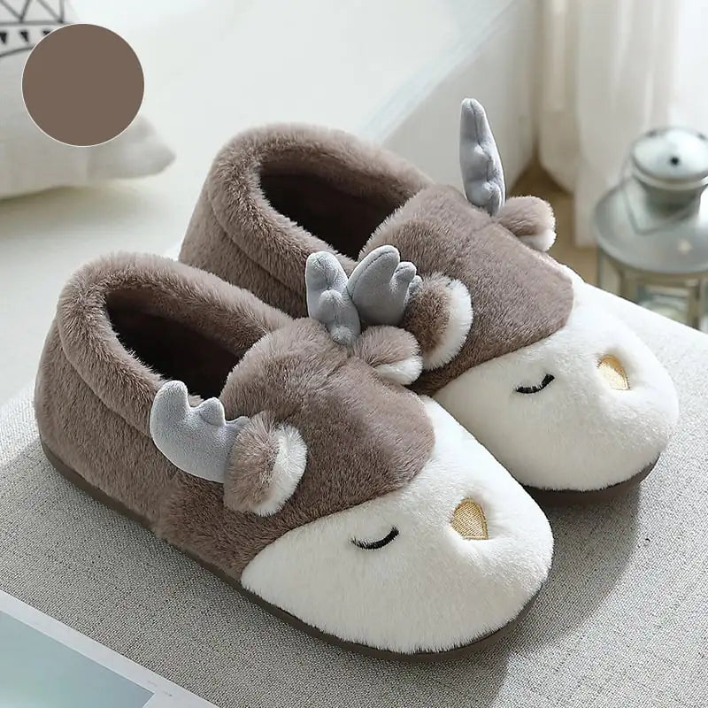 Cozy Elk Cartoon Winter Slippers
