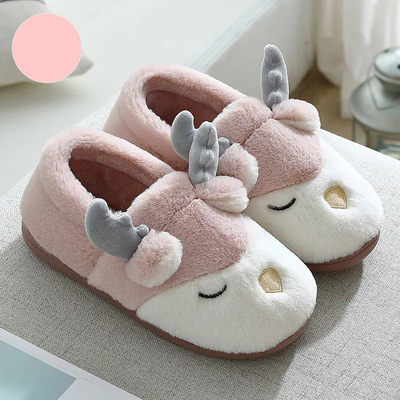 Cozy Elk Cartoon Winter Slippers