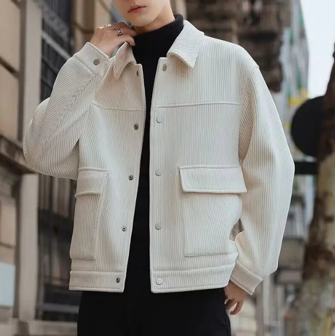 Striped Short Style Casual Men's Jacket